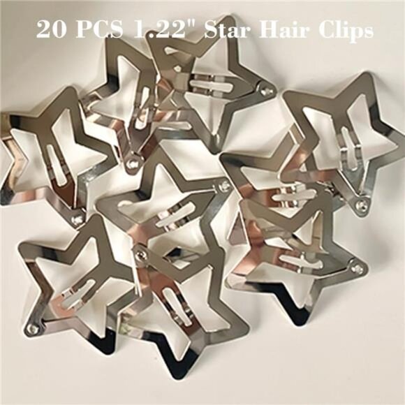 Silver Star Hair Accessories - Non-Slip Metal Snap Clips and Barrettes-20 PCS - Picture 4 of 5